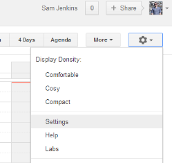 Google Calendar Settings Menu Item