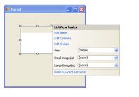 Viewing the ListView's available tasks Viewing the ListView's available tasks