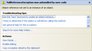 Null Reference Exception